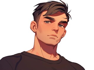 Fototapeta premium Portrait of a man with short hair and a dark shirt, conveying a sense of quiet confidence and strength.