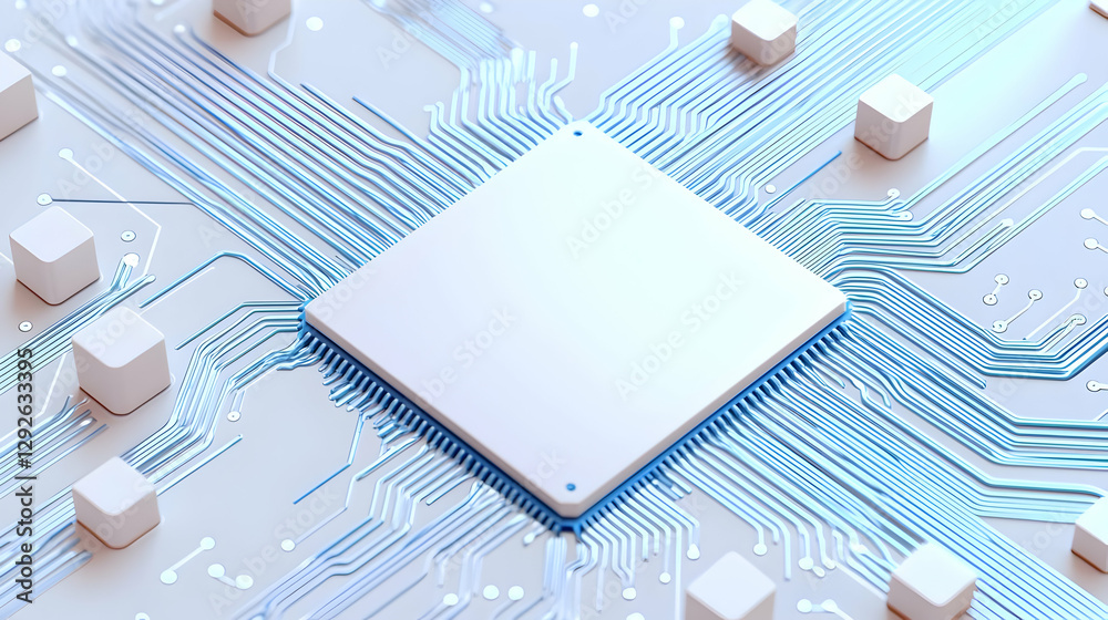 Poster abstract view of a central processing unit on a circuit board