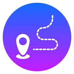 Gradient Glyph of Location Pin with Dotted Path Square Icon