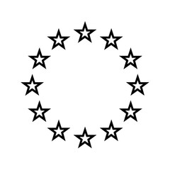 Flag of the European Union. EU flag. Flag icon. Black line icon. Circle icon flag. Digital illustration. Vector illustration.