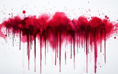 Abstract Red Splatter Art with Dripping Paint on a White Background Ideal for Modern Decor and Graphic Design Projects