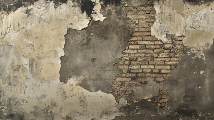 Fototapeta premium Ancient Weathered Wall Texture: A Rustic Brick and Plaster Background