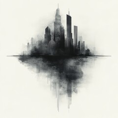Fototapeta premium Ethereal Urban Landscape with Shadowy Silhouettes and Soft Focus in a Minimalist Black and White Style