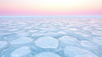 Obraz premium Frozen Lake Surface at Sunrise
