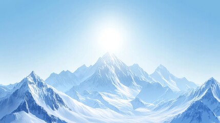 Fototapeta premium Snowy Mountain Range Panoramic View