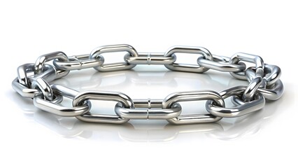 Obraz premium Circular Metal Chain on White Background