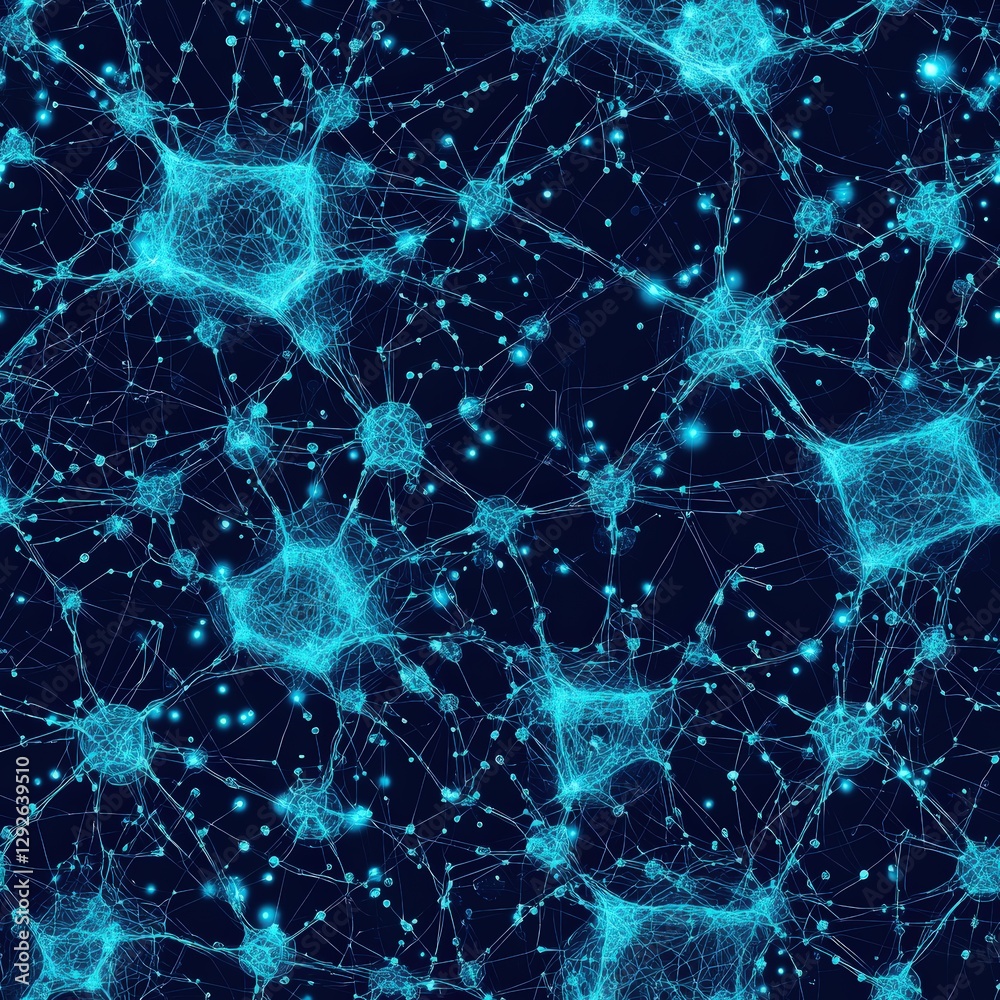 Poster intricate network of neurons demonstrating complex connections and neural pathways in the brain