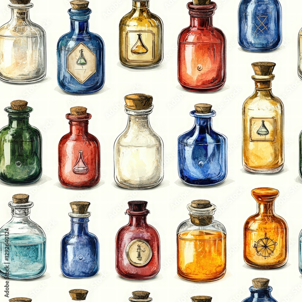 Poster a collection of various colored bottles displaying unique shapes and designs for creative use