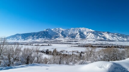 Obraz premium Snowy Mountain Valley View