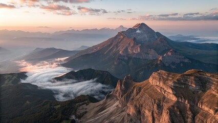 Naklejka premium Dramatic Alpstein Landscape with Fog and Peaks