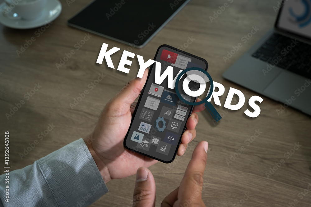 Poster keywords browse in office optimize seo enginethe internet and digital technology optimize business a