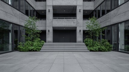 Modern concrete courtyard in city
