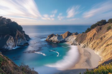 Obraz premium Secluded Cove With Turquoise Water And Sandy Beach