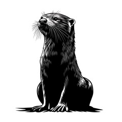 Obraz premium Sitting Otter Illustration