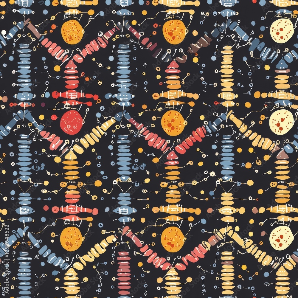 Poster intricate pattern featuring a variety of objects in a seamless design creating visual interest
