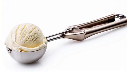 Vanilla Ice Cream Scoop: Isolated Dessert on White Background for Business