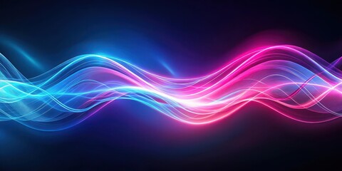 Obraz premium Soft, abstract pink and blue wavy light patterns dancing across a dark background