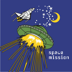 space mission design cartoon vector illustration