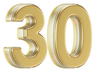 3D Glossy Red Number 30
