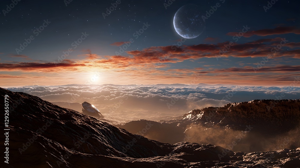 Poster a futuristic interstellar observatory situated on the surface of the exoplanet proxima b observing t