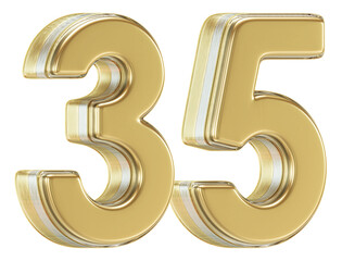 3D Glossy Red Number 35