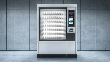 A futuristic vending machine concept that dispenses sleek and innovative vape pods in a modern high tech retail or commercial setting  The machine features a sleek