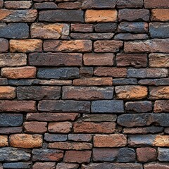 Obraz premium A unique brick wall featuring a brown stone pattern creating a distinctive texture and look