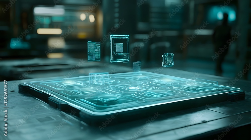 Poster a highly advanced and innovative digital data storage system featuring a transparent crystalline mat