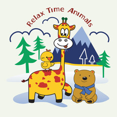 relax time animals design cartoon vector illustration