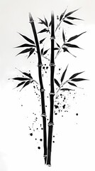 Retro ink bamboo pattern illustration poster background © chujun