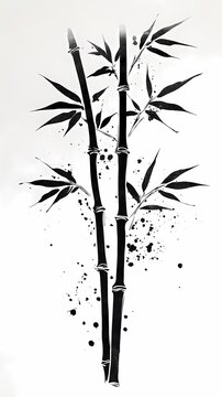 Retro ink bamboo pattern illustration poster background