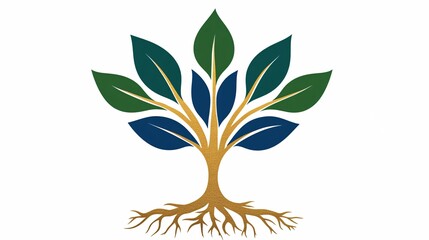 vibrant tree of life design with green and blue leaves