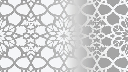 Elegant Arabic-Style Lattice with Geometric Flowers and Stars
