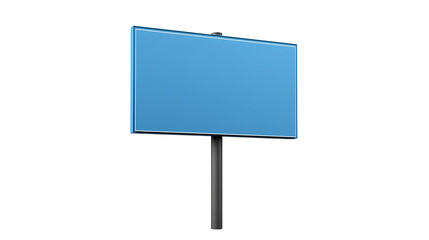 Fototapeta premium Blue blank sign on pole, suitable for customizable messages and advertisements isolated on transparent white background, clipping path
