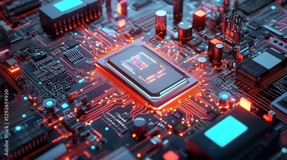 Fototapete Alien Quantum Computer with Fluid like Circuitry Processing Futuristic Data   A Conceptual of Advanced Alien Technology and Intelligence