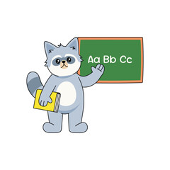 Animal Character Teaching 1 Raccoon Teacher with Alphabet Blackboard