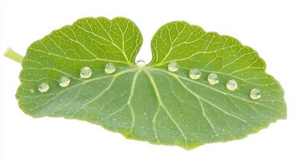 macro shot of dew drops on a green leaf