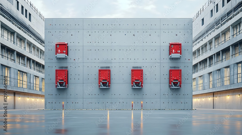 Poster Close up view of automated bolting machines operating to reinforce the wall of an industrial tunnel showcasing the advanced engineering and technology used in construction and infrastructure projects