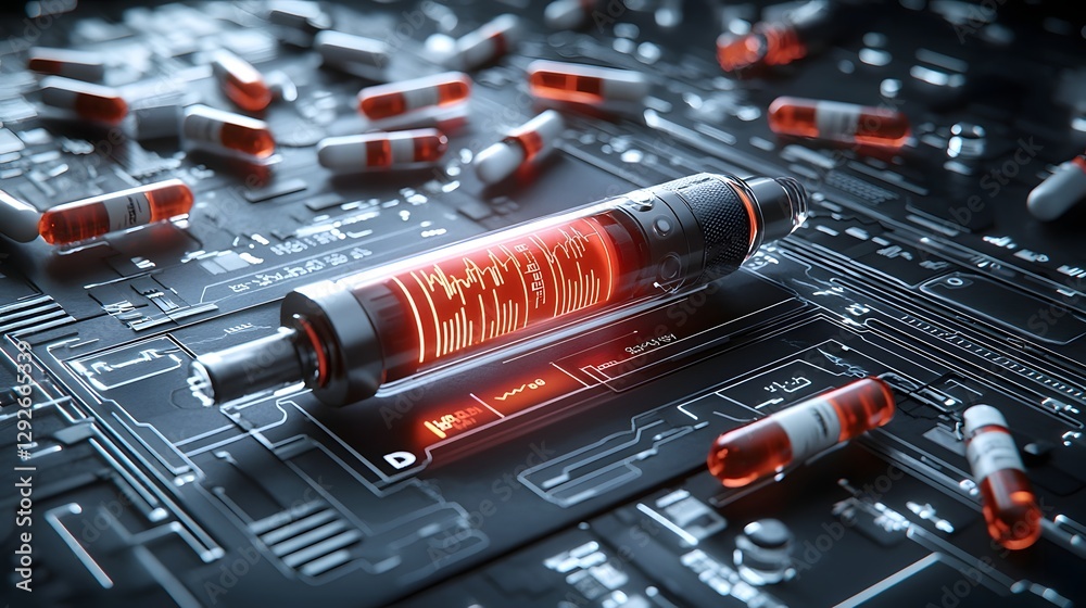 Aufkleber conceptual digital nicotine tracking system on a futuristic smart vape device interface futuristic c