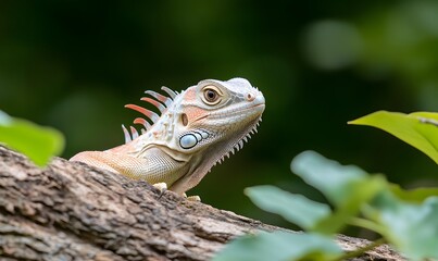 Obraz premium Iguana Lives in a Tropical Forest depicting In the midst of lush foliage, Generative AI