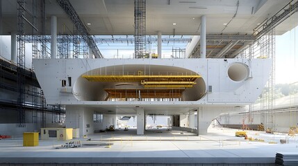 Detailed 3D visualization of a railway tunnel under construction showcasing the airflow dynamics and emergency escape routes designed for efficient and safe transportation infrastructure