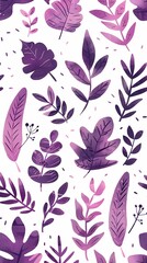 Fototapeta premium Retro purple leaf plant pattern illustration poster background