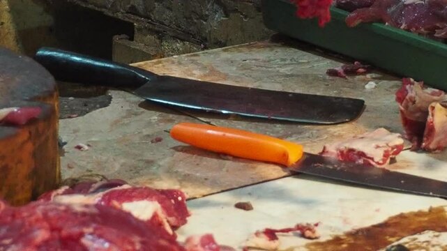 Butcher Shop Knives and Meat