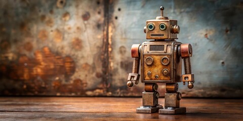 Fototapeta premium Old robot toy with copper body and brass details