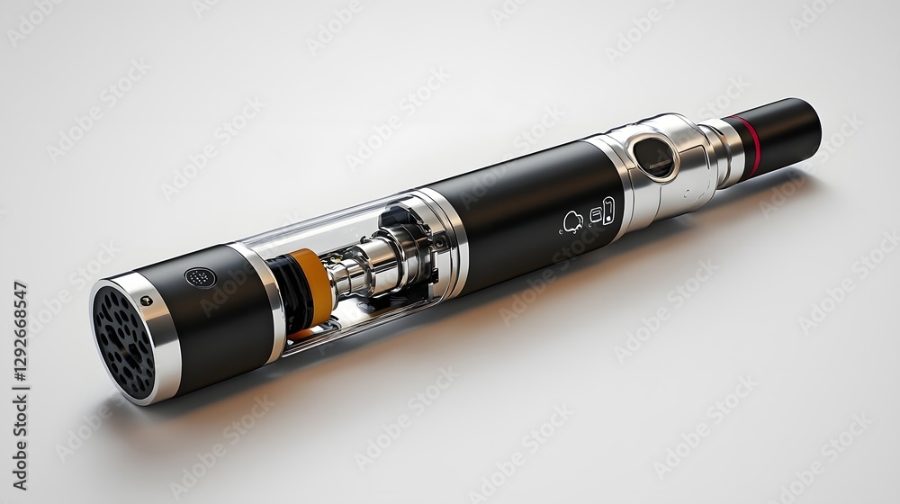 Poster Detailed Exploded View of an E Cigarette Revealing its Internal Components Such as the Battery Coil and Pod for a Comprehensive Understanding of the Device s Anatomy and Mechanics