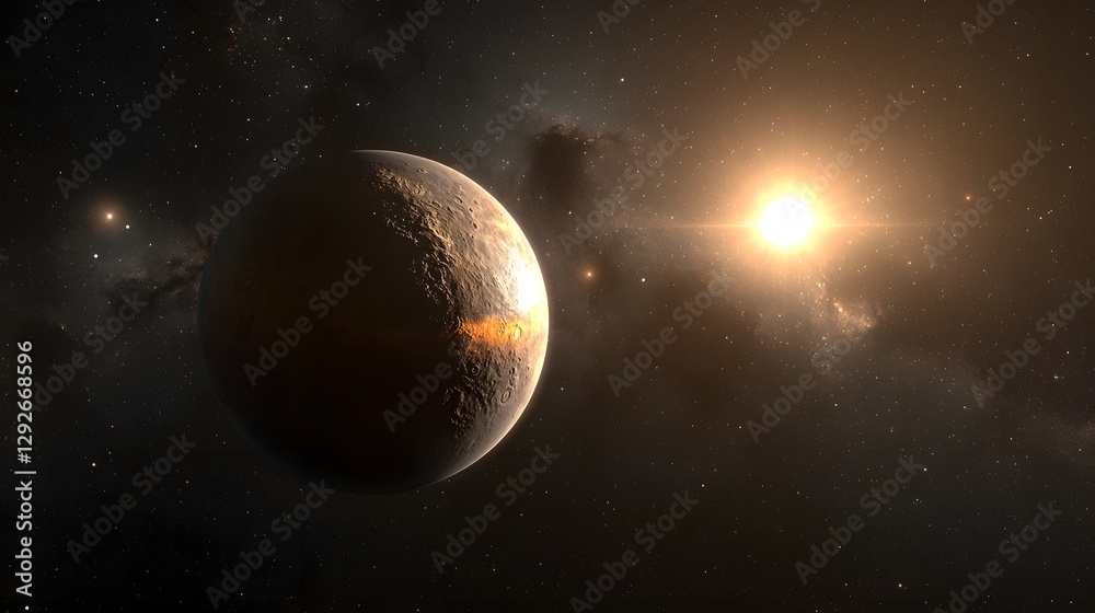 Poster detailed interactive map of the exoplanet proxima b showcasing various regions of scientific interes