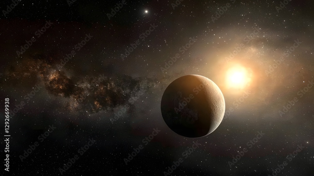 Aufkleber digital visualization of the exoplanet Proxima b s orbit around its host star Proxima Centauri highlighting the tidal locking effects and atmospheric conditions on this potentially habitable world