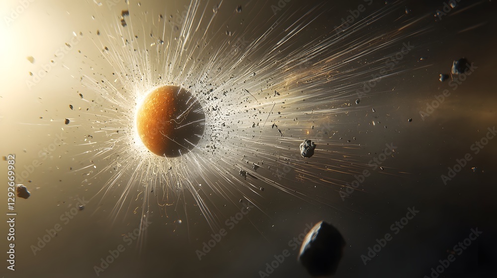 Aufkleber dramatic and visualization of the potential magnetic field of the exoplanet proxima b and its powerf