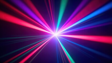 A burst of colorful laser light beams radiating from a central point, creating a vibrant and dynamic visual effect.