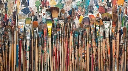 A Colorful Symphony of Paintbrushes: An Artist's Palette in Hues
